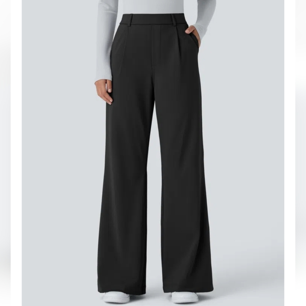 HALARA Women's Wide-Leg Black Dress Pants Medium